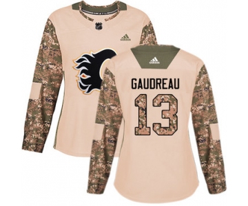Adidas Calgary Flames #13 Johnny Gaudreau Camo Authentic 2017 Veterans Day Women's Stitched NHL Jersey