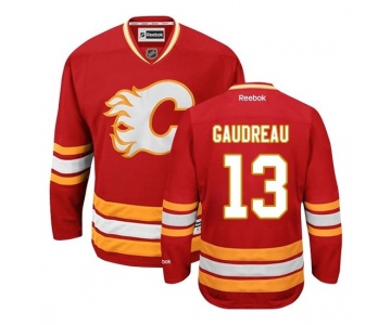 Reebok Calgary Flames #13 Johnny Gaudreau Red Premier Third Jersey