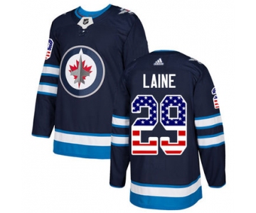 Adidas Jets #29 Patrik Laine Navy Blue Home Authentic USA Flag Stitched NHL Jersey