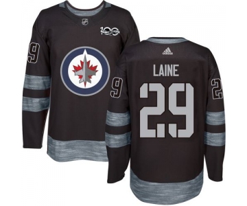 Men's Winnipeg Jets #29 Patrik Laine Black 100th Anniversary Stitched NHL 2017 adidas Hockey Jersey