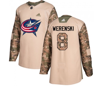 Adidas Blue Jackets #8 Zach Werenski Camo Authentic 2017 Veterans Day Stitched NHL Jersey