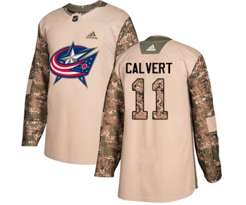 Adidas Blue Jackets #11 Matt Calvert Camo Authentic 2017 Veterans Day Stitched NHL Jersey