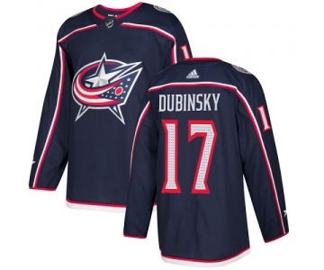 Adidas Blue Jackets #17 Brandon Dubinsky Navy Blue Home Authentic Stitched NHL Jersey