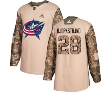 Adidas Blue Jackets #28 Oliver Bjorkstrand Camo Authentic 2017 Veterans Day Stitched NHL Jersey