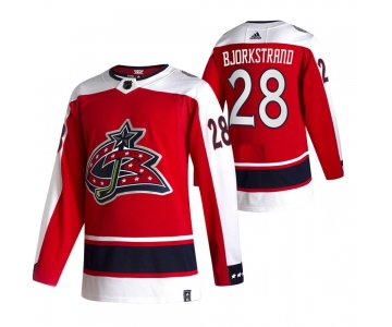 Columbus Blue Jackets #28 Oliver Bjorkstrand Red Men's Adidas 2020-21 Reverse Retro Alternate NHL Jersey