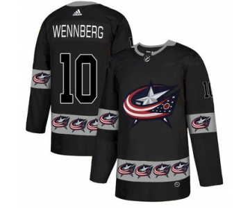 Men's Columbus Blue Jackets #10 Alexander Wennberg Black Team Logos Fashion Adidas Jersey
