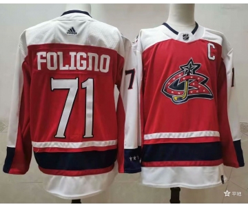 Men's Columbus Blue Jackets #71 Nick Foligno Orange 2021 Retro Stitched NHL Jersey