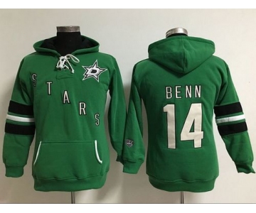 Dallas Stars #14 Jamie Benn Green Women's Old Time Heidi Hoodie NHL Hoodie