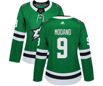 Adidas Dallas Stars #9 Mike Modano Green Home Authentic Women's Stitched NHL Jersey