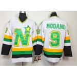 Dallas Stars #9 Mike Modano White Throwback CCM Jersey