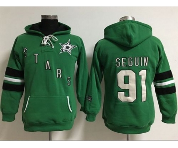 Dallas Stars #91 Tyler Seguin Green Women's Old Time Heidi Hoodie NHL Hoodie