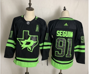 Men's Dallas Stars #91 Tyler Seguin Black Adidas 2020-21 Alternate Authentic Player NHL Jersey