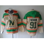 Men's Dallas Stars #91 Tyler Seguin Old Time Hockey Cream Hoodie