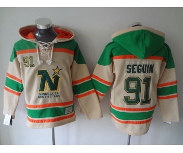 Men's Dallas Stars #91 Tyler Seguin Old Time Hockey Cream Hoodie