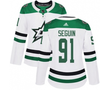 Stars #91 Tyler Seguin White Road Authentic Women's Stitched Hockey Jersey