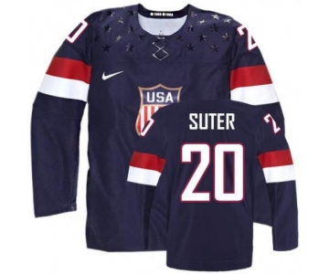 2014 Olympics USA #20 Ryan Suter Navy Blue Jersey
