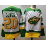 Men's Minnesota Wild #20 Ryan Suter 2021 White Retro Stitched NHL Jersey