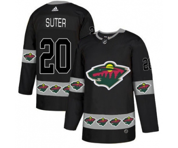 Men's Minnesota Wild #20 Ryan Suter Black Team Logos Fashion Adidas Jersey