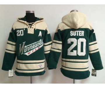 Men's Minnesota Wild #20 Ryan Suter Old Time Hockey Green Hoodie