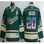 Men's Minnesota Wild #20 Ryan Suter Reebok Green Alternate NHL USA Flag Fashion Jersey