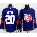 Men's Team USA #20 Ryan Suter Navy Blue 2016 World Cup of Hockey Game Jersey