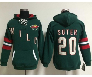 Minnesota Wild #20 Ryan Suter Green Women's Old Time Heidi NHL Hoodie