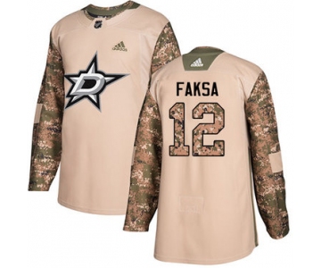 Adidas Stars #12 Radek Faksa Camo Authentic 2017 Veterans Day Stitched NHL Jersey