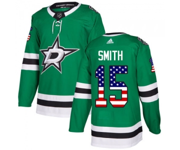 Adidas Stars #15 Bobby Smith Green Home Authentic USA Flag Stitched NHL Jersey