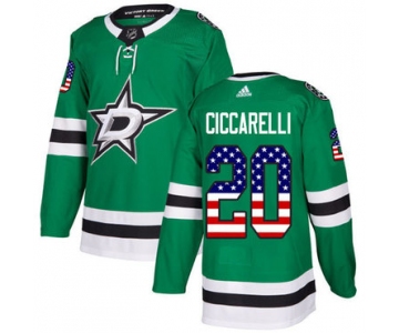 Adidas Stars #20 Dino Ciccarelli Green Home Authentic USA Flag Stitched NHL Jersey