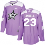 Adidas Stars #23 Esa Lindell Purple Authentic Fights Cancer Stitched NHL Jersey