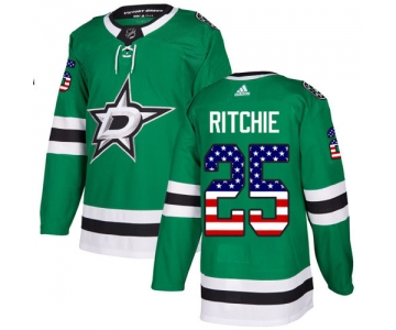 Adidas Stars #25 Brett Ritchie Green Home Authentic USA Flag Stitched NHL Jersey