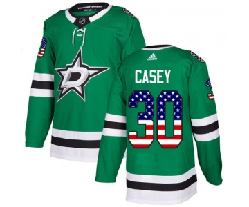 Adidas Stars #30 Jon Casey Green Home Authentic USA Flag Stitched NHL Jersey