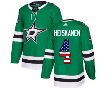 Adidas Stars #4 Miro Heiskanen Green Home Authentic USA Flag Stitched NHL Jersey