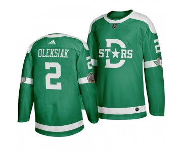 Men's Dallas Stars 2 Jamie Oleksiak Green 2020 Winter Classic Adidas Jersey