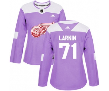 Adidas Detroit Red Wings #71 Dylan Larkin Purple Authentic Fights Cancer Women's Stitched NHL Jersey