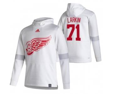 Detroit Red Wings #71 Dylan Larkin Adidas Reverse Retro Pullover Hoodie White