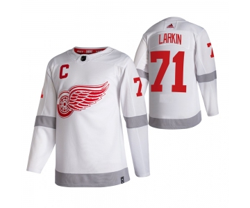 Detroit Red Wings #71 Dylan Larkin White Men's Adidas 2020-21 Reverse Retro Alternate NHL Jersey