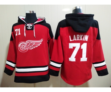 Men's Detroit Red Wings #71 Dylan Larkin Red Hoodie