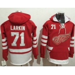 Red Wings #71 Dylan Larkin Red Name & Number Pullover NHL Hoodie