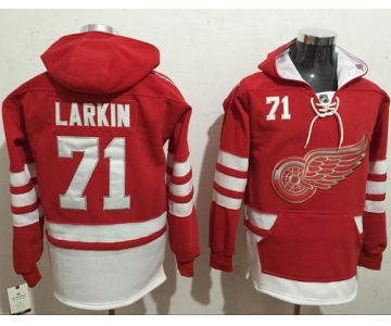 Red Wings #71 Dylan Larkin Red Name & Number Pullover NHL Hoodie