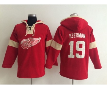 2014 Old Time Hockey Detroit Red Wings #19 Steve Yzerman Red Hoodie