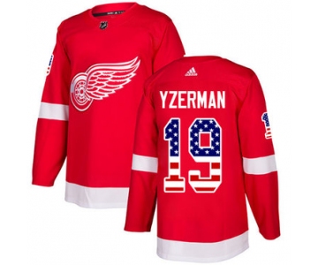 Adidas Red Wings #19 Steve Yzerman Red Home Authentic USA Flag Stitched NHL Jersey