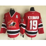 Men's 2002 Team Canada #19 Steve Yzerman Red Nike Olympic Throwback Stitched Hockey Jersey
