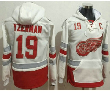 Men's Detroit Red Wings #19 Steve Yzerman Reebok White 2017 Centennial Classic Premier Old Time Hockey Hoodie