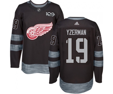 Red Wings #19 Steve Yzerman Black 1917-2017 100th Anniversary Stitched NHL Jersey