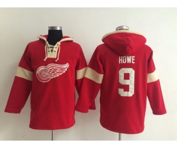 2014 Old Time Hockey Detroit Red Wings #9 Gordie Howe Red Hoodie