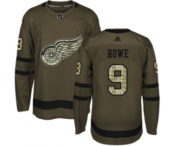 Adidas Detroit Red Wings #9 Gordie Howe Green Salute to Service Stitched Youth NHL Jersey