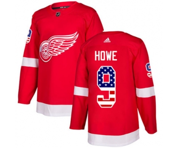 Adidas Detroit Red Wings #9 Gordie Howe Red Home Authentic USA Flag Stitched Youth NHL Jersey