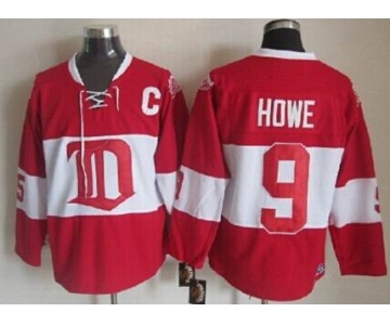 Detroit Red Wings #9 Gordie Howe Red Winter Classic Throwback CCM Jersey