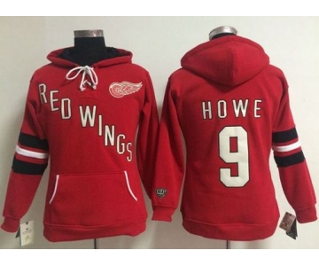 Detroit Red Wings #9 Gordie Howe Red Women's Old Time Heidi NHL Hoodie
